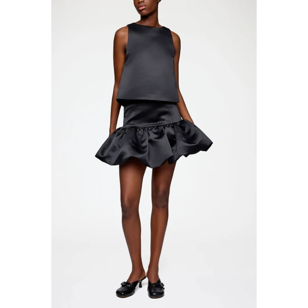 Ganni Skirt in Black Satin, view 2