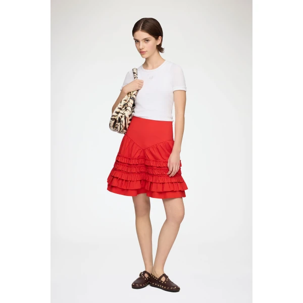 Ganni Skirt in Red Cotton, view 2