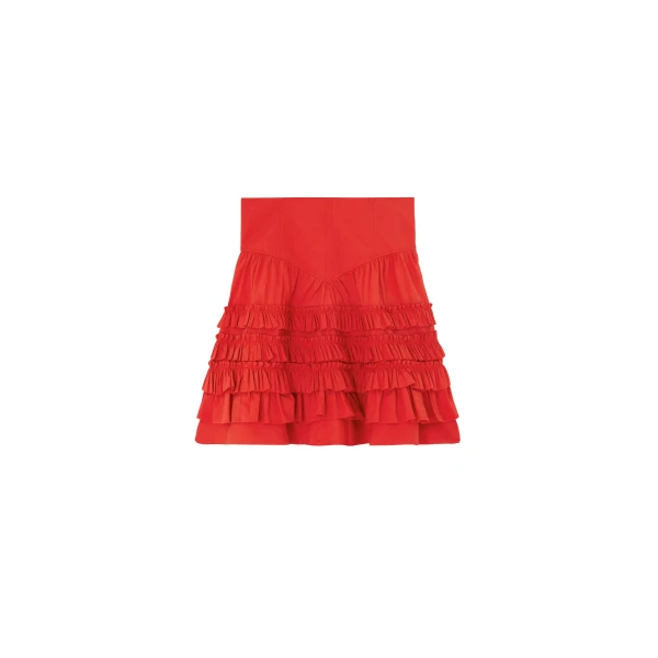 Ganni Skirt in Red Cotton