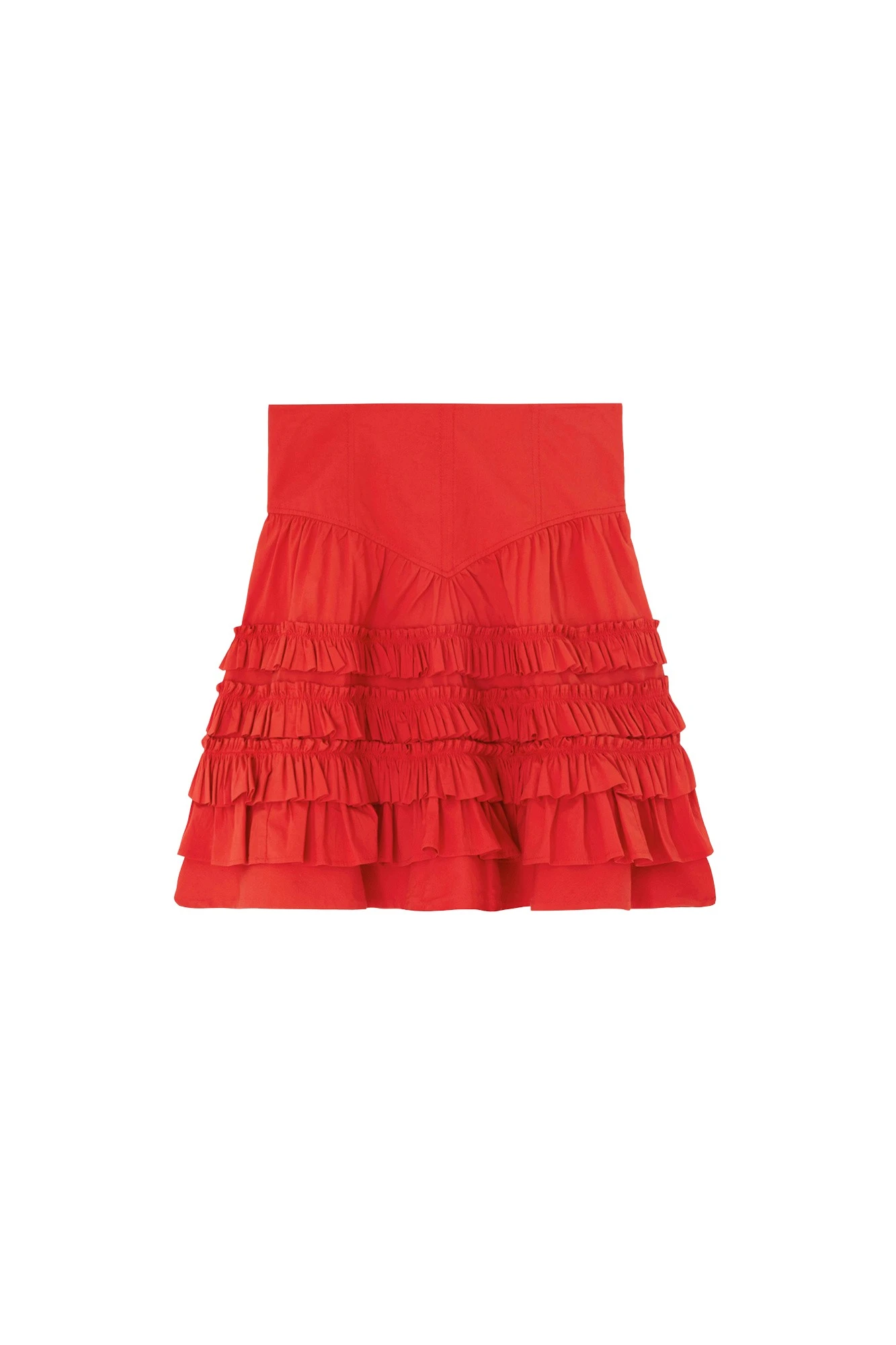 Ganni-Skirt-in-Red-Cotton99485_nobg Ganni Skirt in Red Cotton