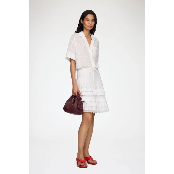 Ganni Skirt in White Broderie Anglaise, view 2