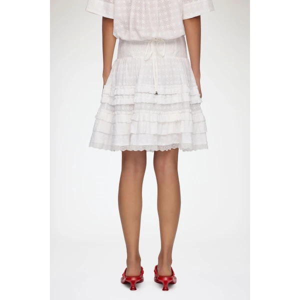 Ganni Skirt in White Broderie Anglaise, view 4