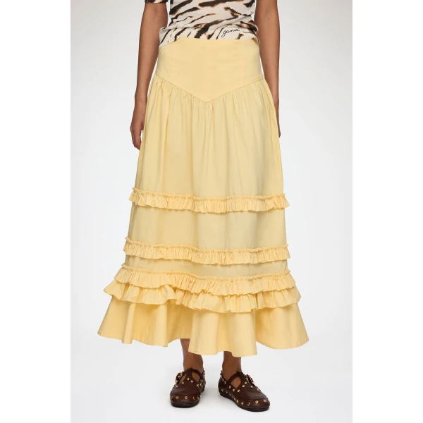 Ganni Skirt in Yellow Cotton, view 3