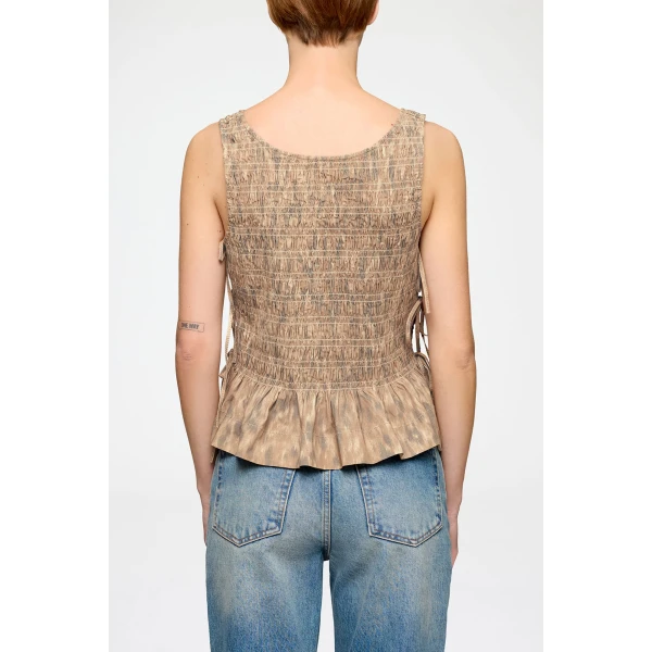 Ganni Smock Top in Printed Stretch, view 3