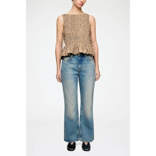 Ganni Smock Top in Printed Stretch, view 4