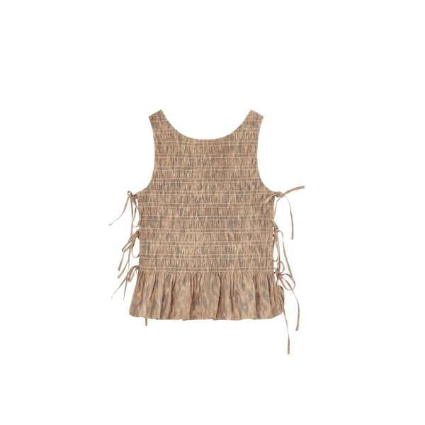 Ganni Smock Top in Printed Stretch