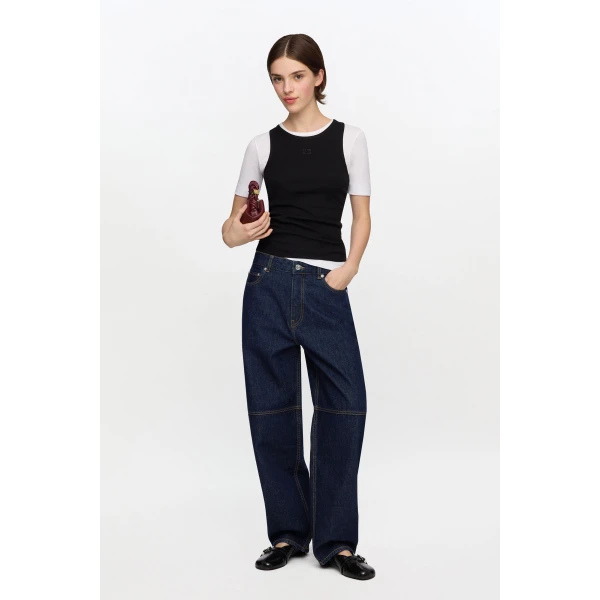 Ganni Stary Jeans in Dark Rinse Denim, view 2