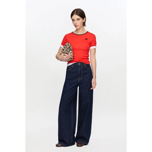 Ganni T-shirt in Cotton Rib Top, view 2