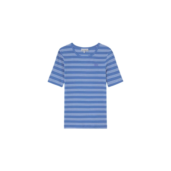 Ganni T-shirt in Cotton Rib Top