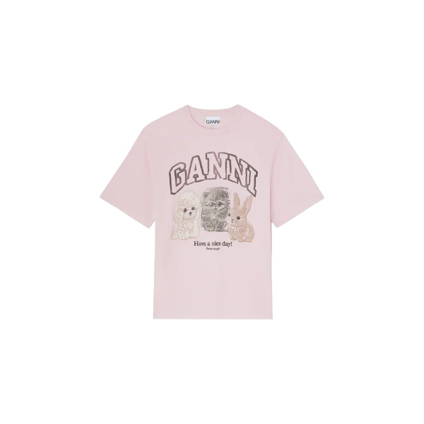 Ganni T-shirt with Animals Top