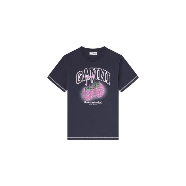 Ganni T-shirt with Raspberries Top