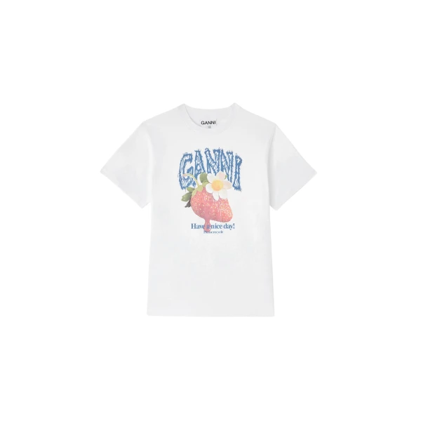 Ganni T-shirt with Strawberry Top