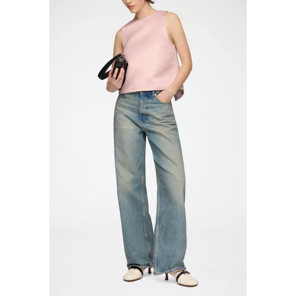 Ganni Top in Pink Satin, view 2
