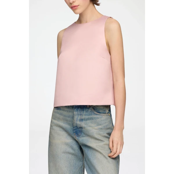 Ganni Top in Pink Satin, view 3