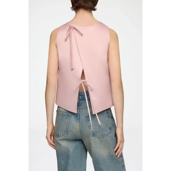 Ganni Top in Pink Satin, view 4