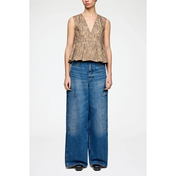 Ganni Top in Printed Cotton, view 2