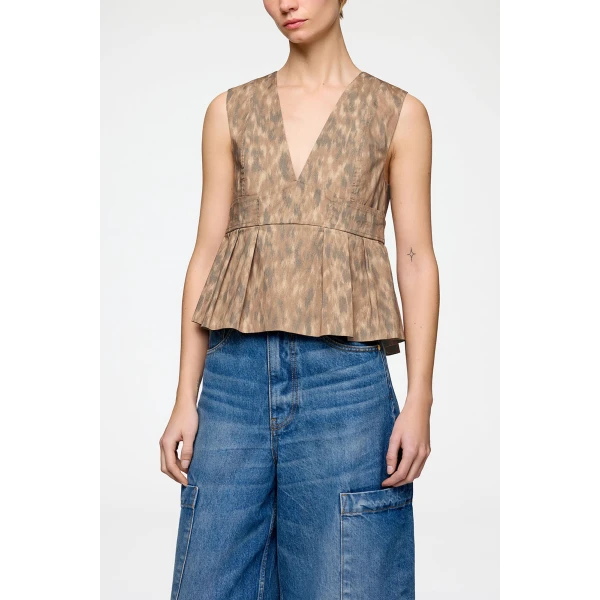 Ganni Top in Printed Cotton, view 3