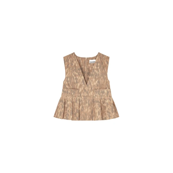 Ganni Top in Printed Cotton