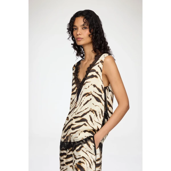 Ganni Top in Printed Satin, view 2