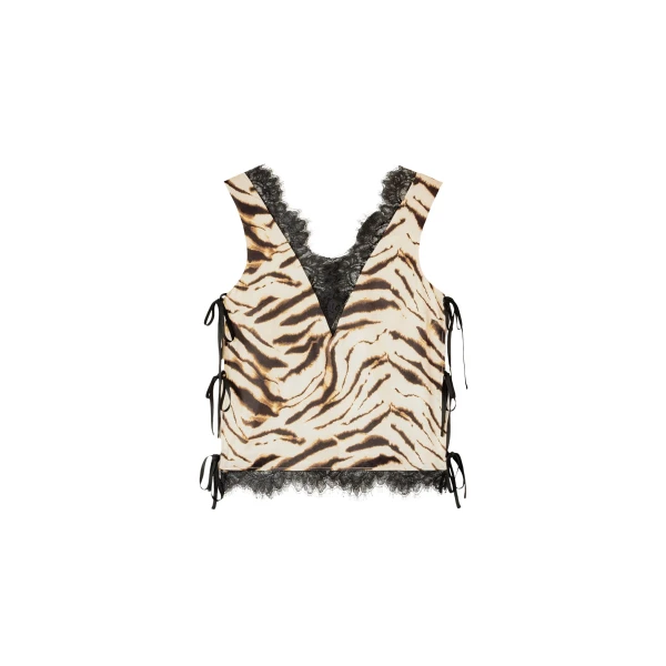 Ganni Top in Printed Satin