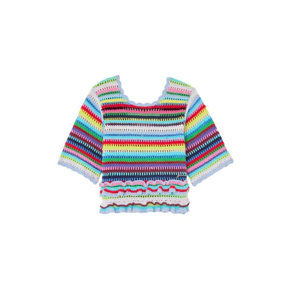 Ganni Top in Striped Crochet