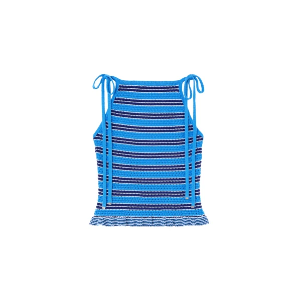 Ganni Top in Striped Pointelle