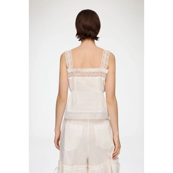 Ganni Top in White Cotton, view 4