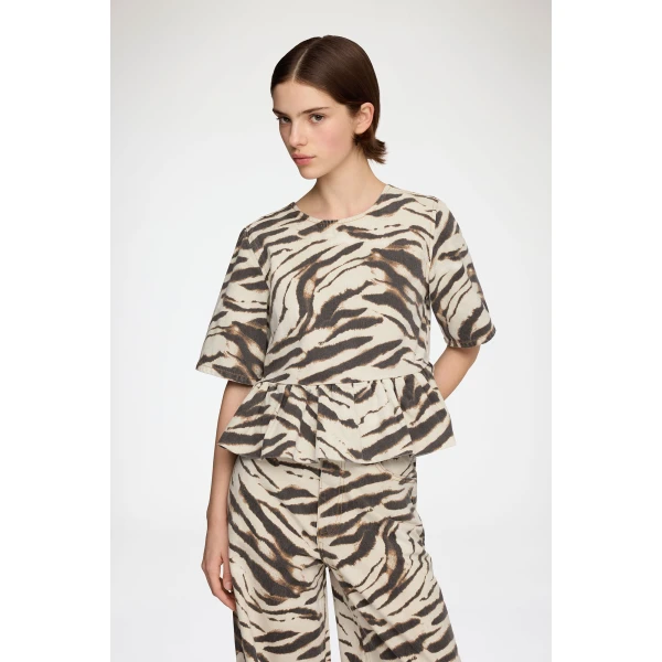 Ganni Top in Zebra Denim, view 2