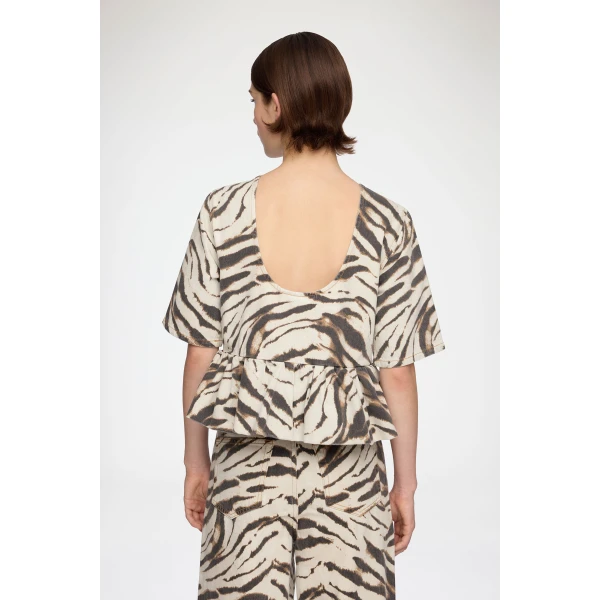 Ganni Top in Zebra Denim, view 4