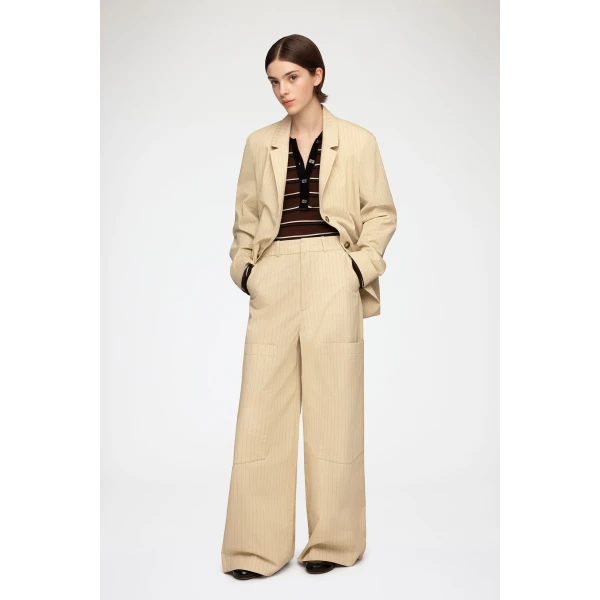 Ganni Trousers in Beige Suiting, view 2