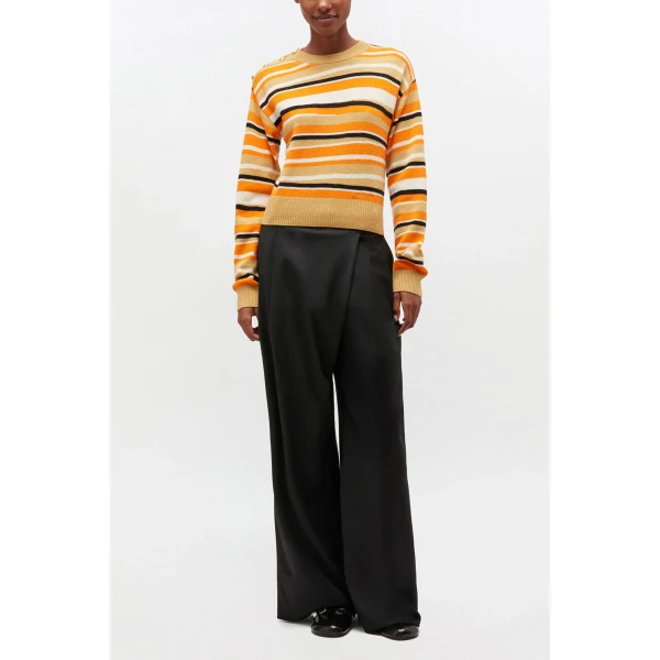 Ganni Trousers in Black Cross-over, view 2