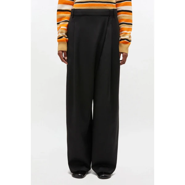 Ganni Trousers in Black Cross-over, view 3