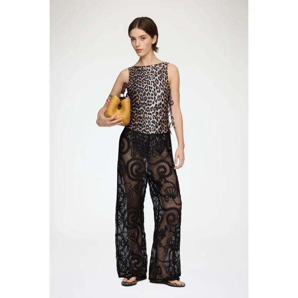 Ganni Trousers in Black Net, view 2
