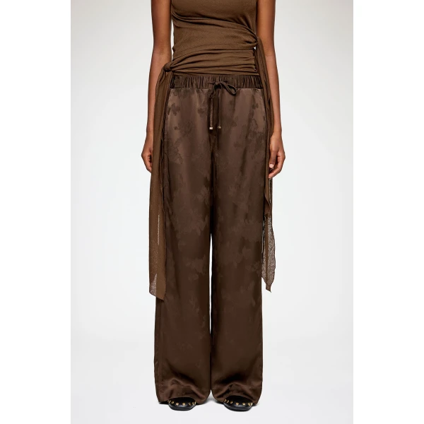 Ganni Trousers in Brown Satin, view 3