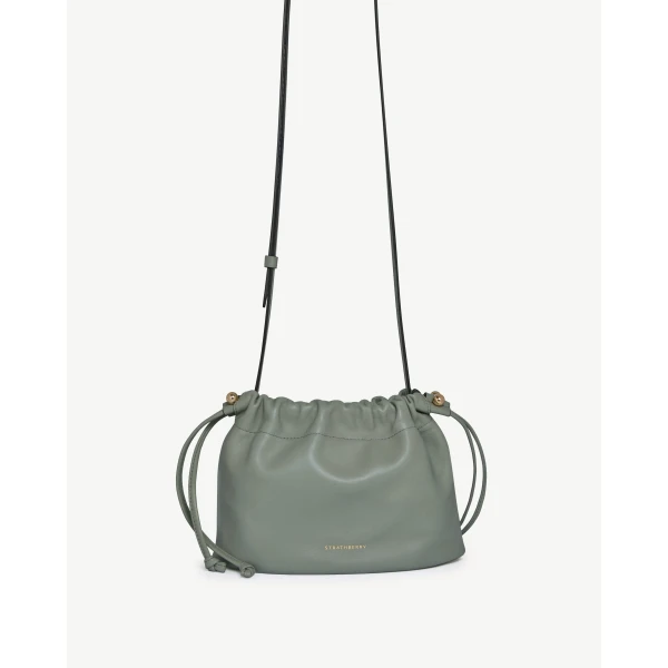 Strathberry Charlotte Drawstring in Library Green, view 2
