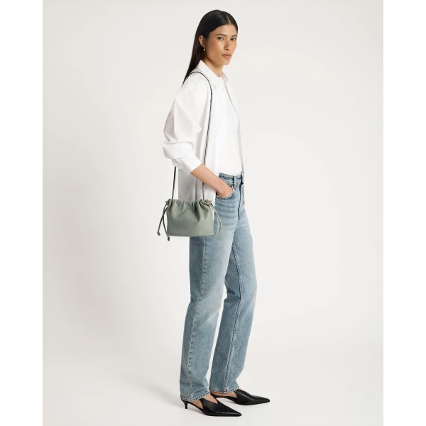 Strathberry Charlotte Drawstring in Library Green, view 6