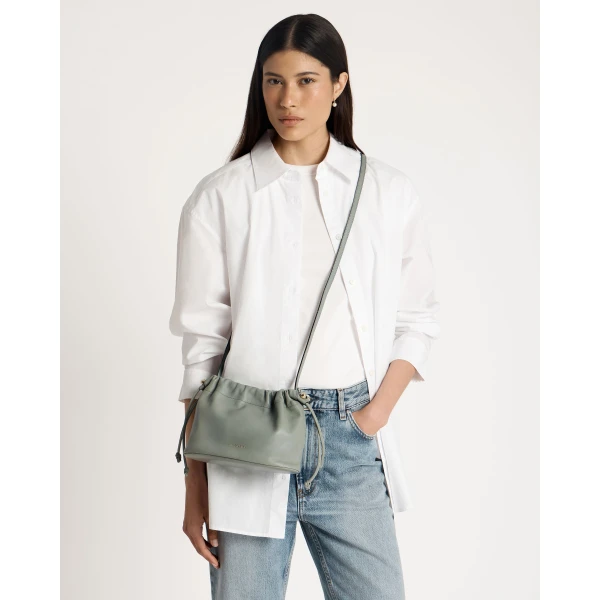 Strathberry Charlotte Drawstring in Library Green, view 7
