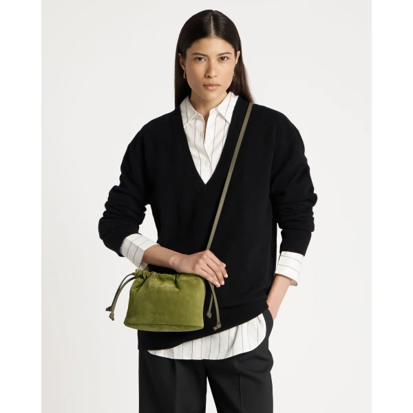 Strathberry Charlotte Drawstring in Lime and Khaki, view 5