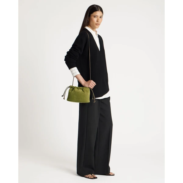 Strathberry Charlotte Drawstring in Lime and Khaki, view 7