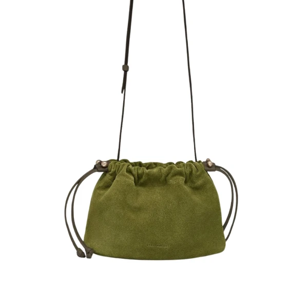 Strathberry Charlotte Drawstring in Lime and Khaki
