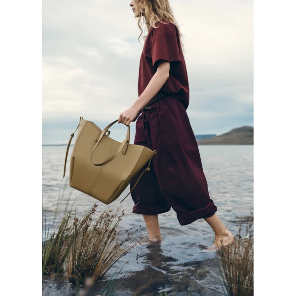 Polene Cyme Tote in Smoky Olive Bag, view 4