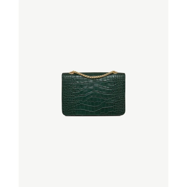 Strathberry East/West Mini in Croc-embossed Leather Bottle Green, view 4