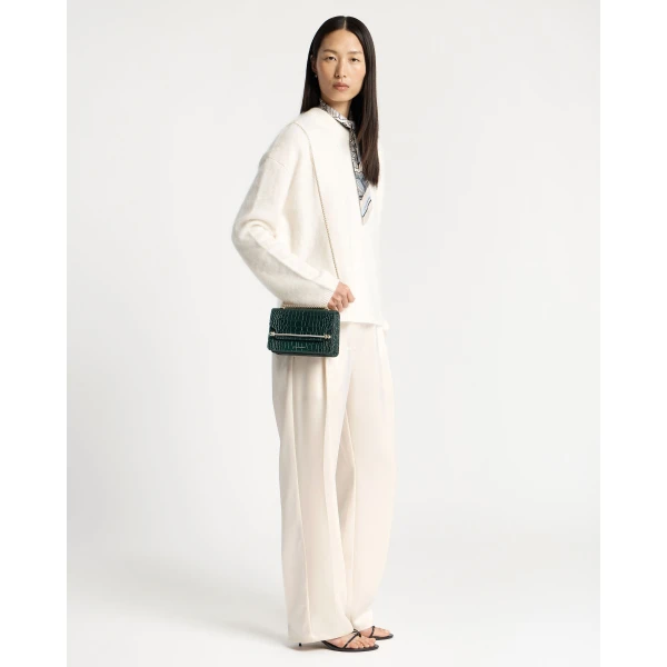 Strathberry East/West Mini in Croc-embossed Leather Bottle Green, view 7
