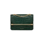 Strathberry East/West Mini in Croc-embossed Leather Bottle Green