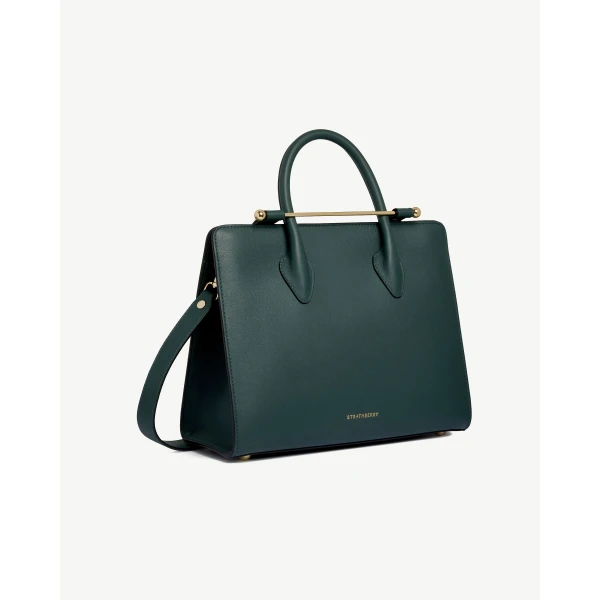 Strathberry Midi Tote in Bottle Green, view 3