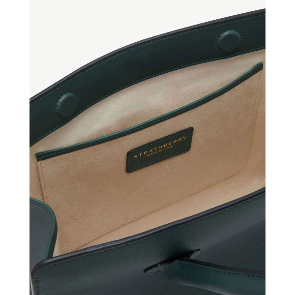 Strathberry Midi Tote in Bottle Green, view 7