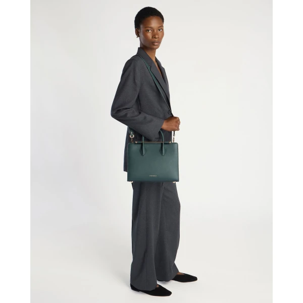 Strathberry Midi Tote in Bottle Green, view 9