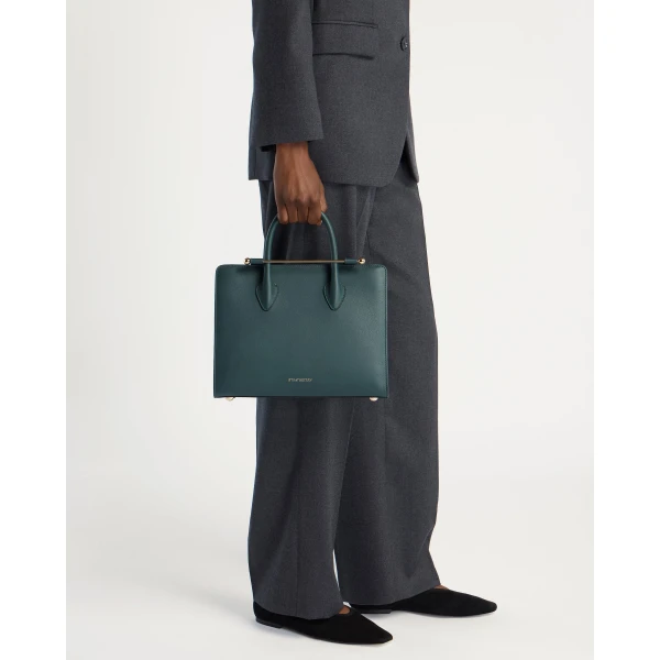 Strathberry Midi Tote in Bottle Green, view 10