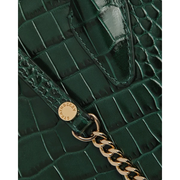 Strathberry Mini Tote in Croc-embossed Bottle Green, view 6