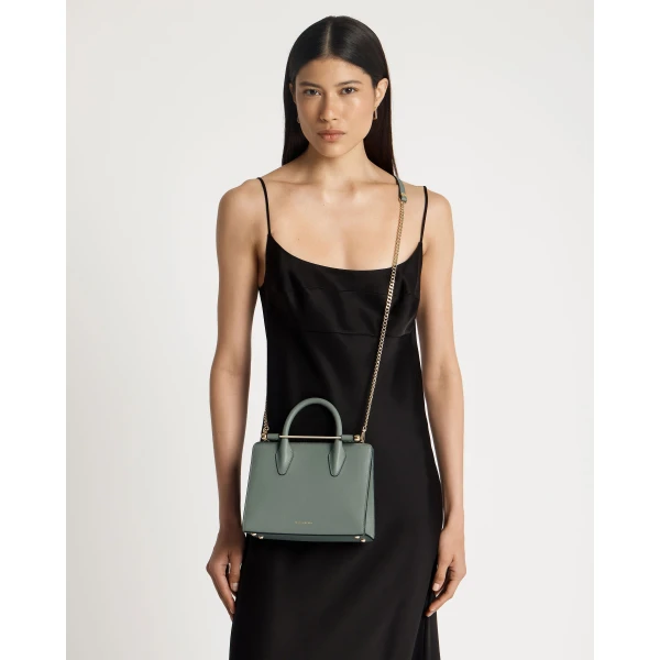 Strathberry Mini Tote in Library Green, view 7